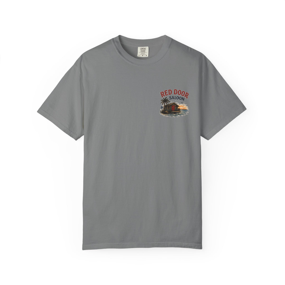 Red Door Saloon T‑Shirt — "You’ll Find Me at the Red Door Saloon with a Bushwhacker"