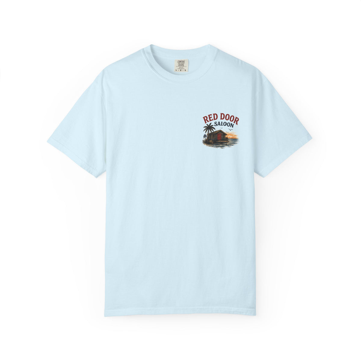 Red Door Saloon T‑Shirt — "You’ll Find Me at the Red Door Saloon with a Bushwhacker"